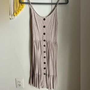 Japna Button-Front Midi Dress in Light Brown/Cream